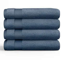 Navy Blue Essential Cotton Bath Towels, Set of 4