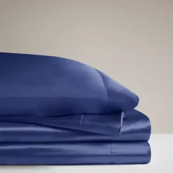 Navy Blue Satin 6-pc. King Sheet Set