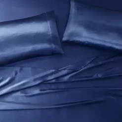 Navy Blue Satin 6-pc. Queen Sheet Set