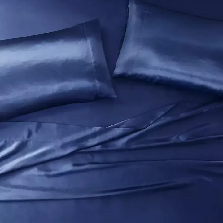 Navy Blue Satin 6-pc. Queen Sheet Set