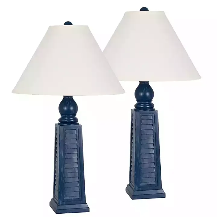 Navy Blue Shutter Table Lamps, Set of 2