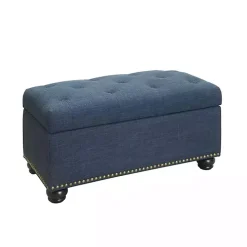 Navy Blue Tufted Jess Storage Ottoman Bench