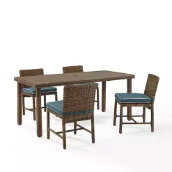 Navy Blue Wicker 5-pc. Outdoor Dining Set