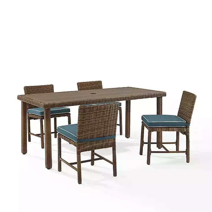 Navy Blue Wicker 5-pc. Outdoor Dining Set