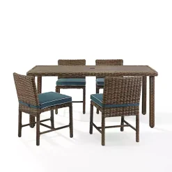 Navy Blue Wicker 5-pc. Outdoor Dining Set