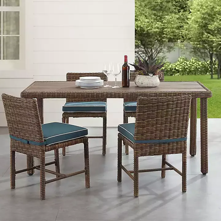 Navy Blue Wicker 5-pc. Outdoor Dining Set