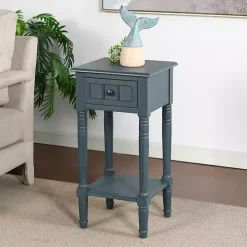 Navy Blue Wood Square Hampton Accent Table