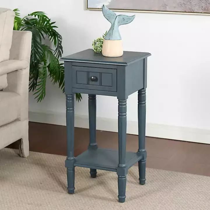 Navy Blue Wood Square Hampton Accent Table