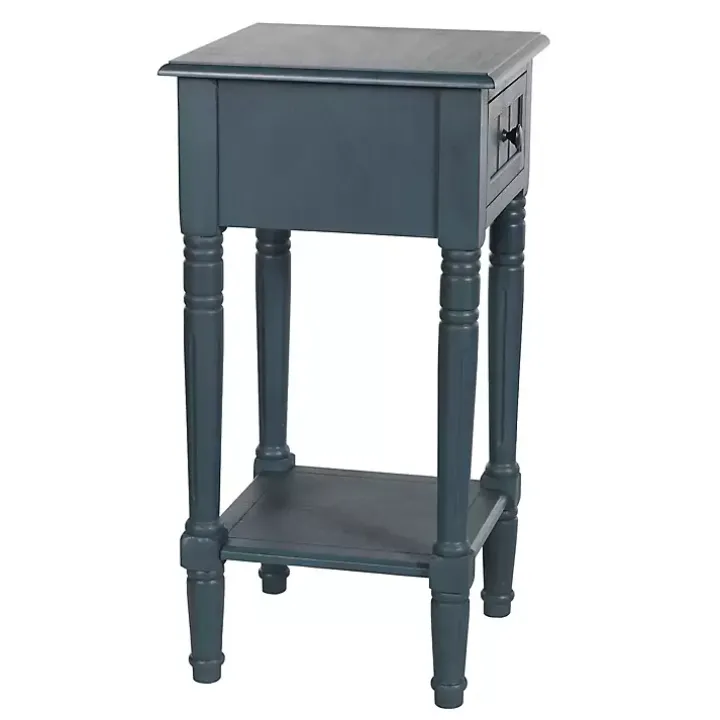 Navy Blue Wood Square Hampton Accent Table