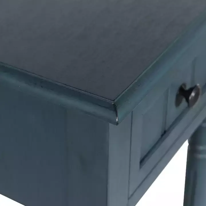 Navy Blue Wood Square Hampton Accent Table