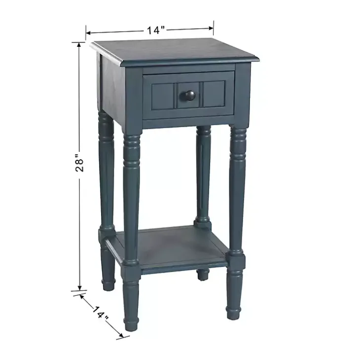 Navy Blue Wood Square Hampton Accent Table