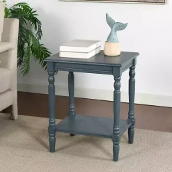 Navy Blue Wood Sybil Accent Table