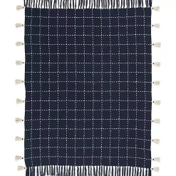 Navy Blue Woven Checkered Throw