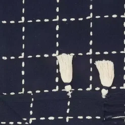 Navy Blue Woven Checkered Throw