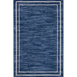 Navy Bordered Indoor/Outdoor Area Rug, 3x5
