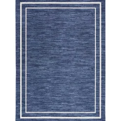 Navy Bordered Indoor/Outdoor Area Rug, 5x7