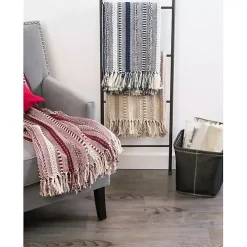 Navy Braided Stripe Throw