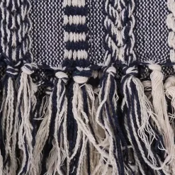 Navy Braided Stripe Throw
