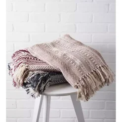 Navy Braided Stripe Throw