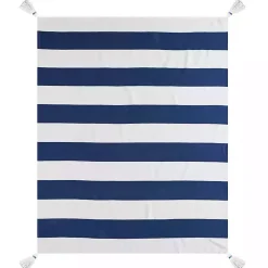 Navy Cabana Stripe Tassel Throw