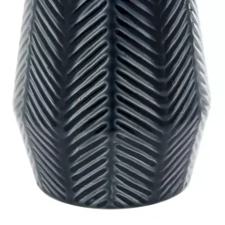 Navy Carved Chevron Ceramic Vases, Set of 2