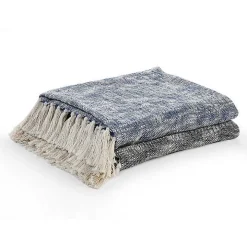 Navy Chambray Fringe Throw