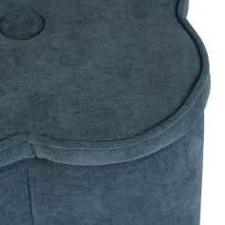 Navy Chenille Flower Storage Ottoman