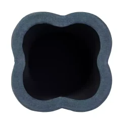 Navy Chenille Flower Storage Ottoman