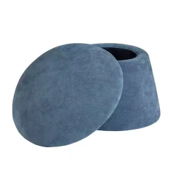 Navy Chenille Mushroom Storage Ottoman