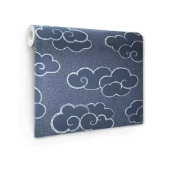 Navy Cloudy Skies Peel & Stick Wallpaper