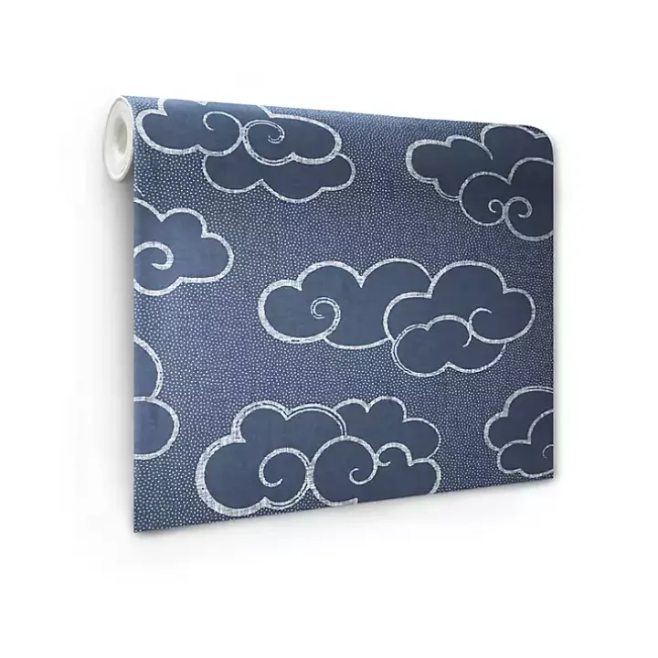 Navy Cloudy Skies Peel & Stick Wallpaper