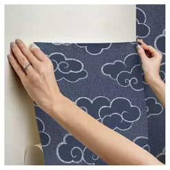 Navy Cloudy Skies Peel & Stick Wallpaper
