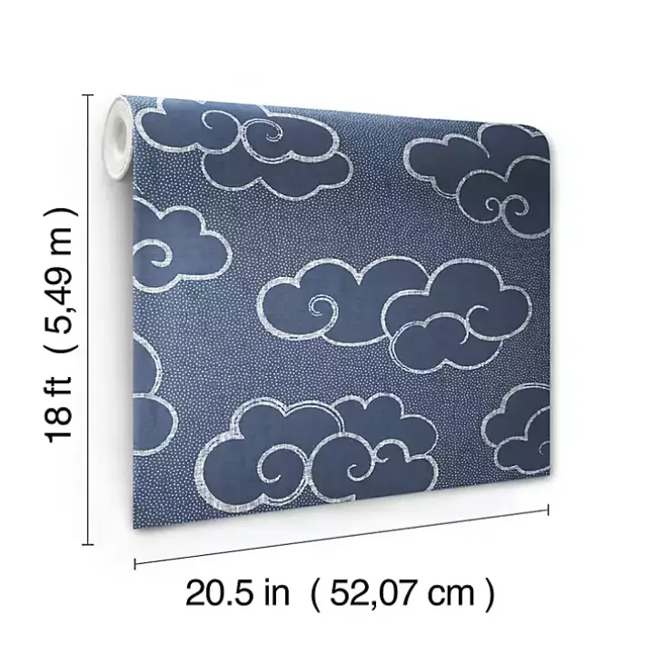 Navy Cloudy Skies Peel & Stick Wallpaper
