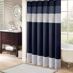 Navy Colorblock Silky Shower Curtain