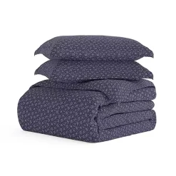 Navy Elegant Floral 3-pc. Queen Duvet Cover Set