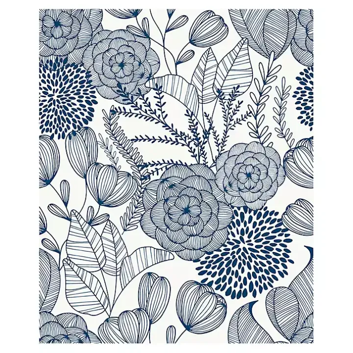 Navy Floral Garden Peel & Stick Wallpaper