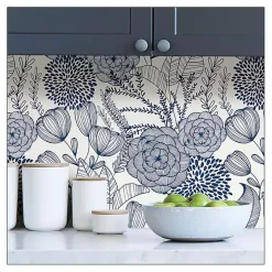 Navy Floral Garden Peel & Stick Wallpaper