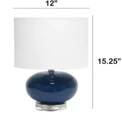 Navy Glass Short Oval Table Lamp