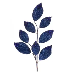 Navy Glitter Leaf Sprays, Set of 6