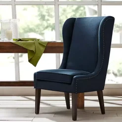 Navy High Wingback Nailhead Trim Dining Chair
