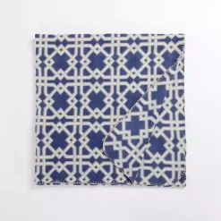 Navy Lattice Pattern Fleece Throw