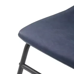 Navy Leather Industrial Dining Chairs, Set of 2