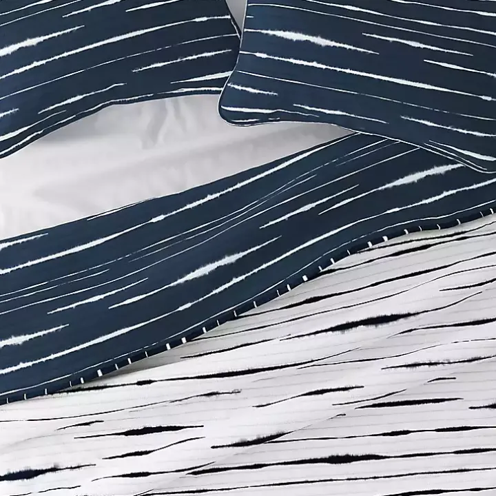 Navy Linear Reversible 3-pc. King Quilt Set