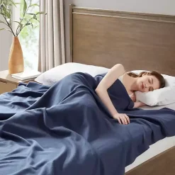 Navy Liquid Cotton Full/Queen Blanket