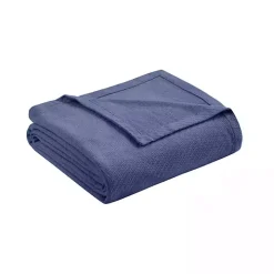Navy Liquid Cotton King Blanket