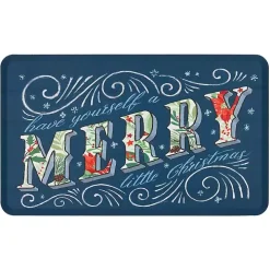 Navy Merry Little Christmas Kitchen Mat