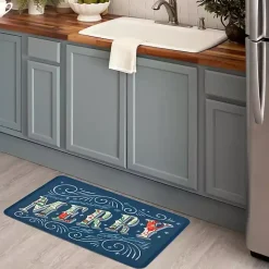 Navy Merry Little Christmas Kitchen Mat