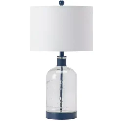 Navy Metal and Glass Jar Table Lamp