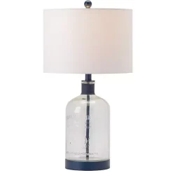 Navy Metal and Glass Jar Table Lamp