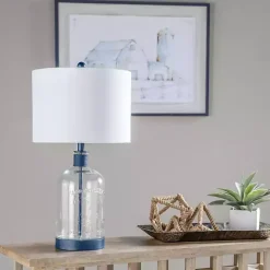 Navy Metal and Glass Jar Table Lamp